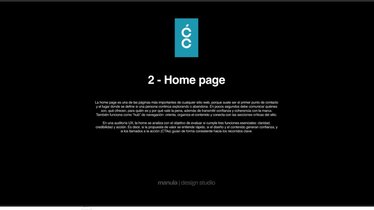 Portada de la auditoría — Home page